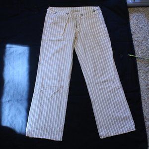 Cotton/Linen Blend Striped Wide Leg Pants